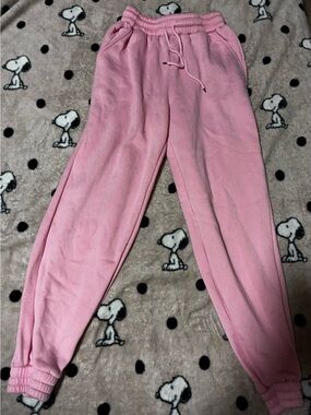 SHEIN Pink Drawstring Track Jogger Pants
